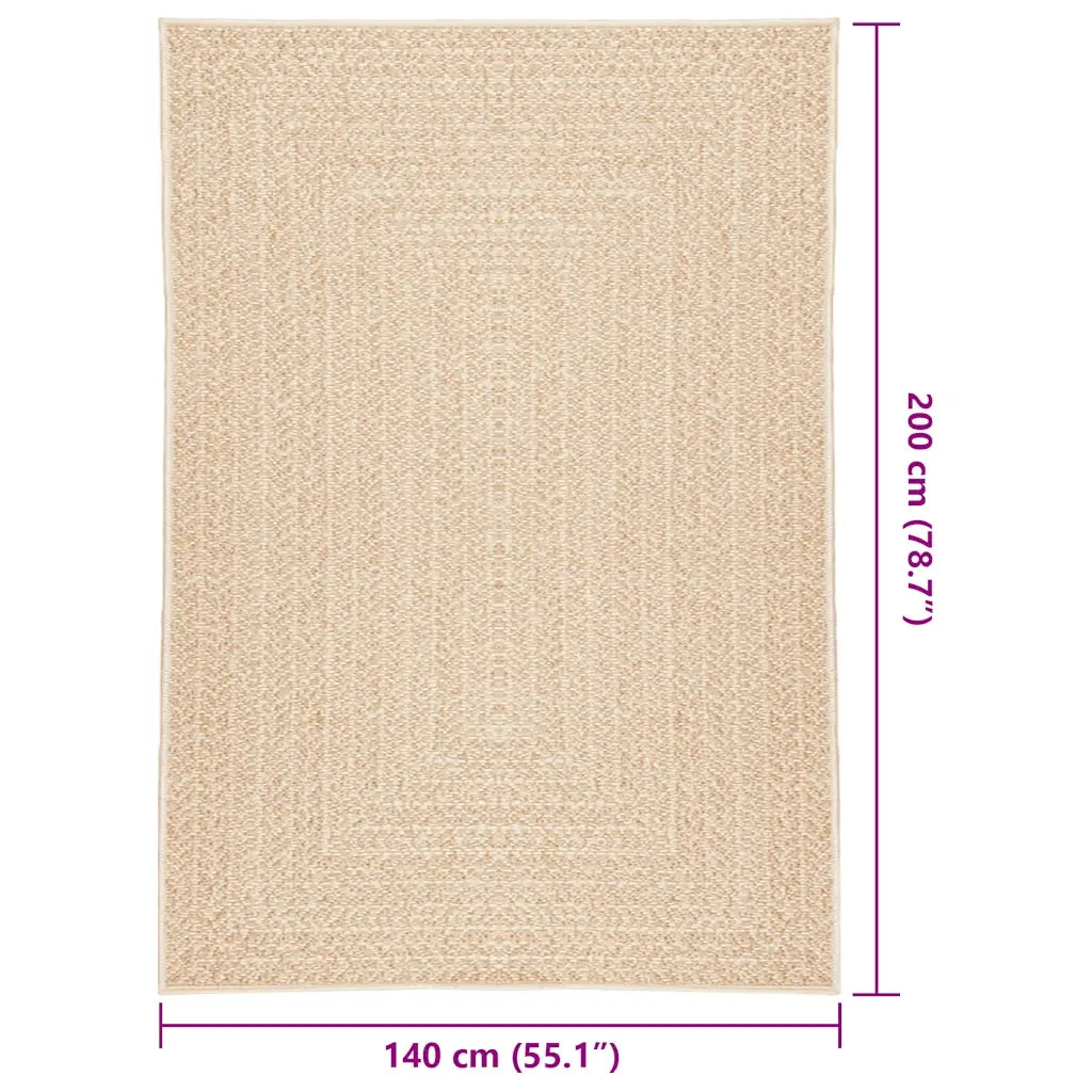 Tappeto ZIZUR Beige 140x200 cm Aspetto Iuta Interni ed Esterni 4010395