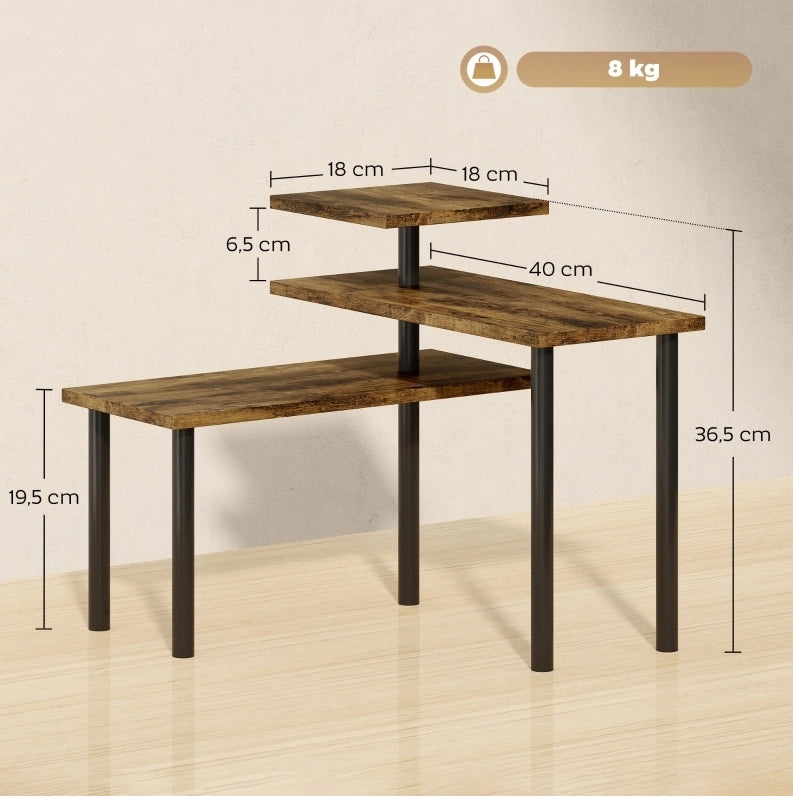 Scaffale da cucina 40x18x36.5 cm girevole a 3 livelli in legno marrone rustico