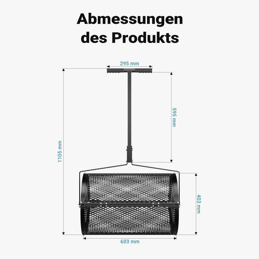 Rullo spargiterriccio e spandicompost 75 l, 110x64x40 cm, gabbia a rete