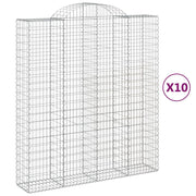 Cestini gabbioni recinzione a gabbia muro di contenimento ad arco 10 pezzi 200 x 50 x 220/240 cm ferro zincato argento 02_0040245