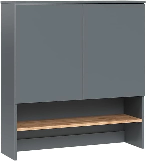 Mobile lavatrice Viktor, Antracite/quercia dorata, 68 x 100.4 cm, per riporre risparmiando spazio sopra la lavatrice