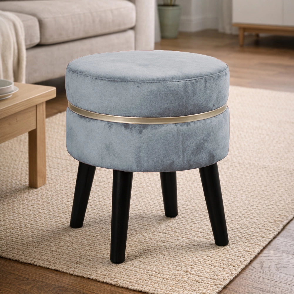 Pouf Sgabello Rotondo Cielo Design Moderno Poggiapiedi con Rivestimento Velluto