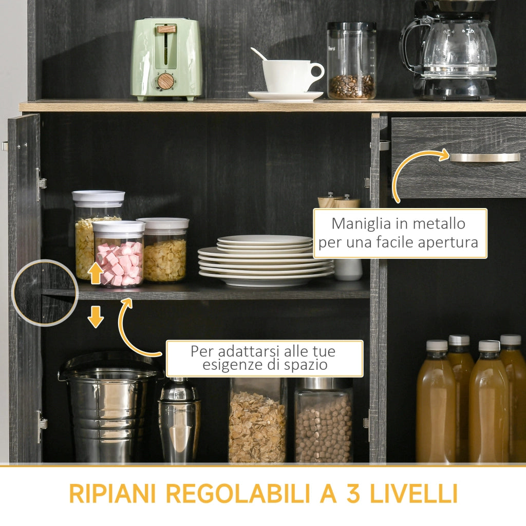 Armadio Dispensa con Cassetti ¨C zephmum ¨C Nero Legno 101x39x180 cm