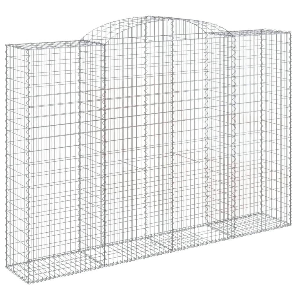 Cesto gabbione recinzione a gabbia muro di contenimento ad arco 300 x 50 x 200/220 cm ferro zincato argento 02_0040063