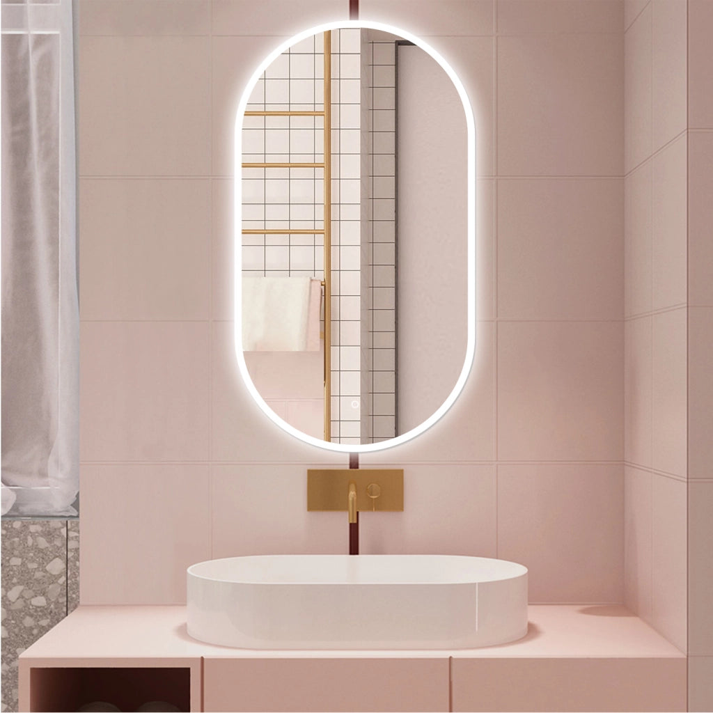 AICA Specchio da bagno 80 x 60 cm, dimmerabile，interruttore touch， Funzione Memoria, antiappannamento