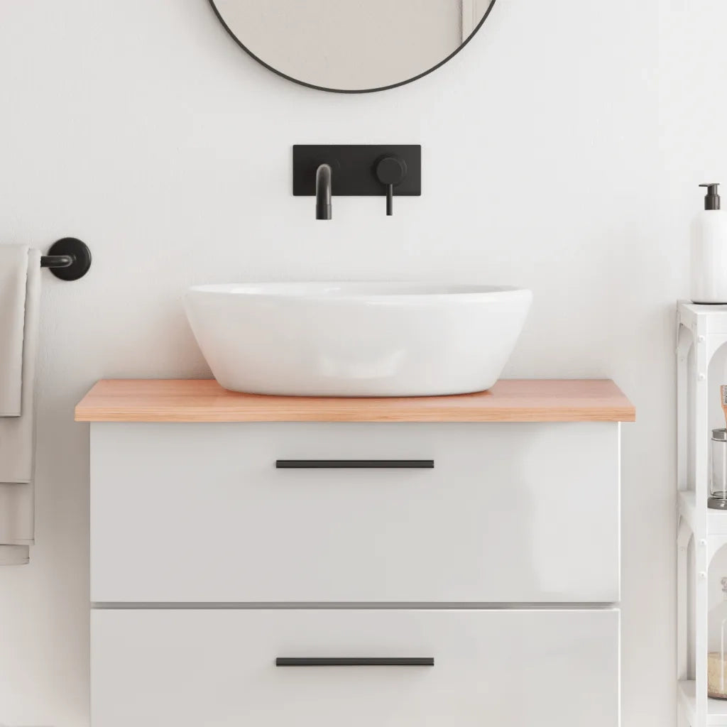 Piano Bagno Marrone Chiaro 80x50x2 cm Legno Massello Trattato