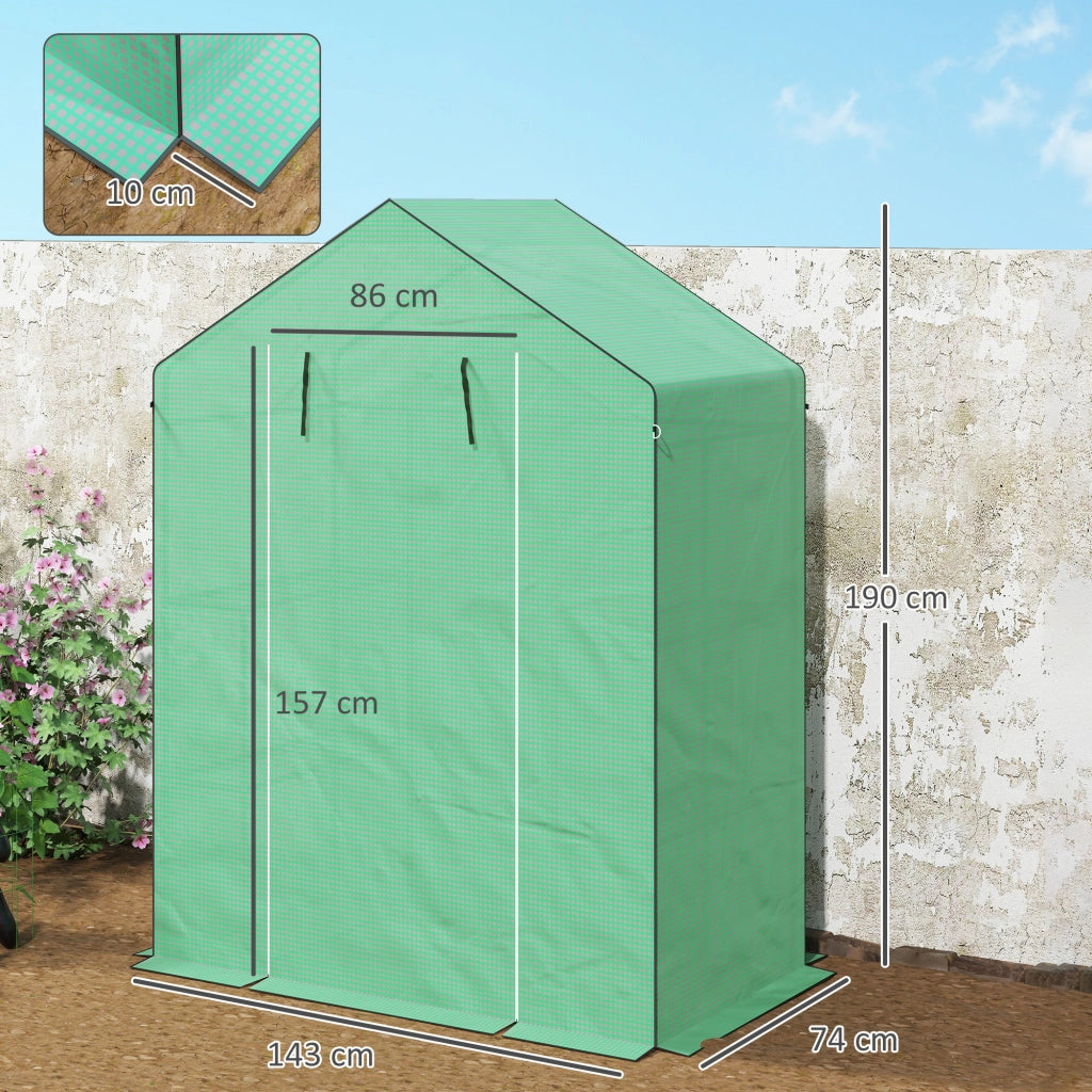 Serra da giardino con ripiani ¨C zephmum ¨C verde 143x74x190 cm