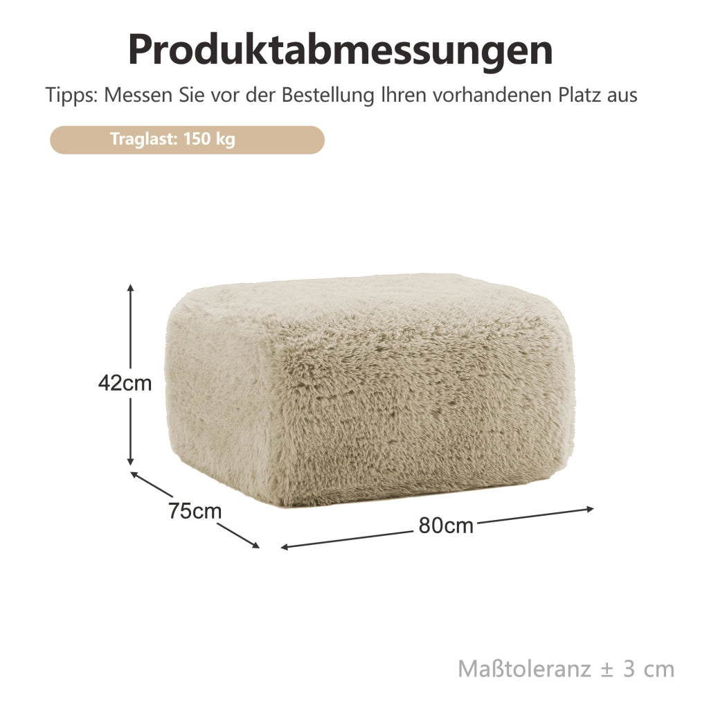 POUF Modulare 24x24x88 cm in Tessuto Plush Light Khaki