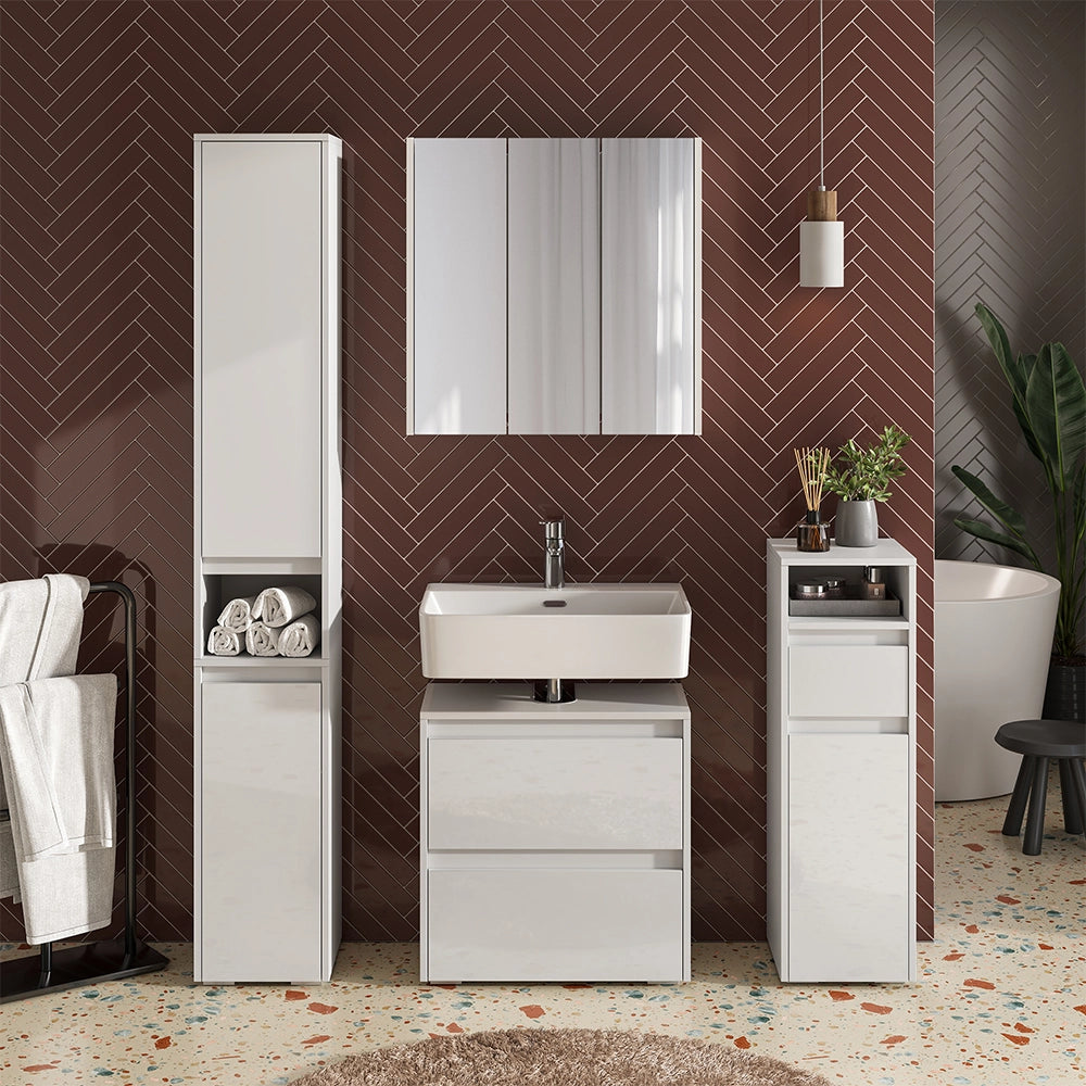 Set di mobili da bagno Majest Bianco lucido 4 parti Vicco