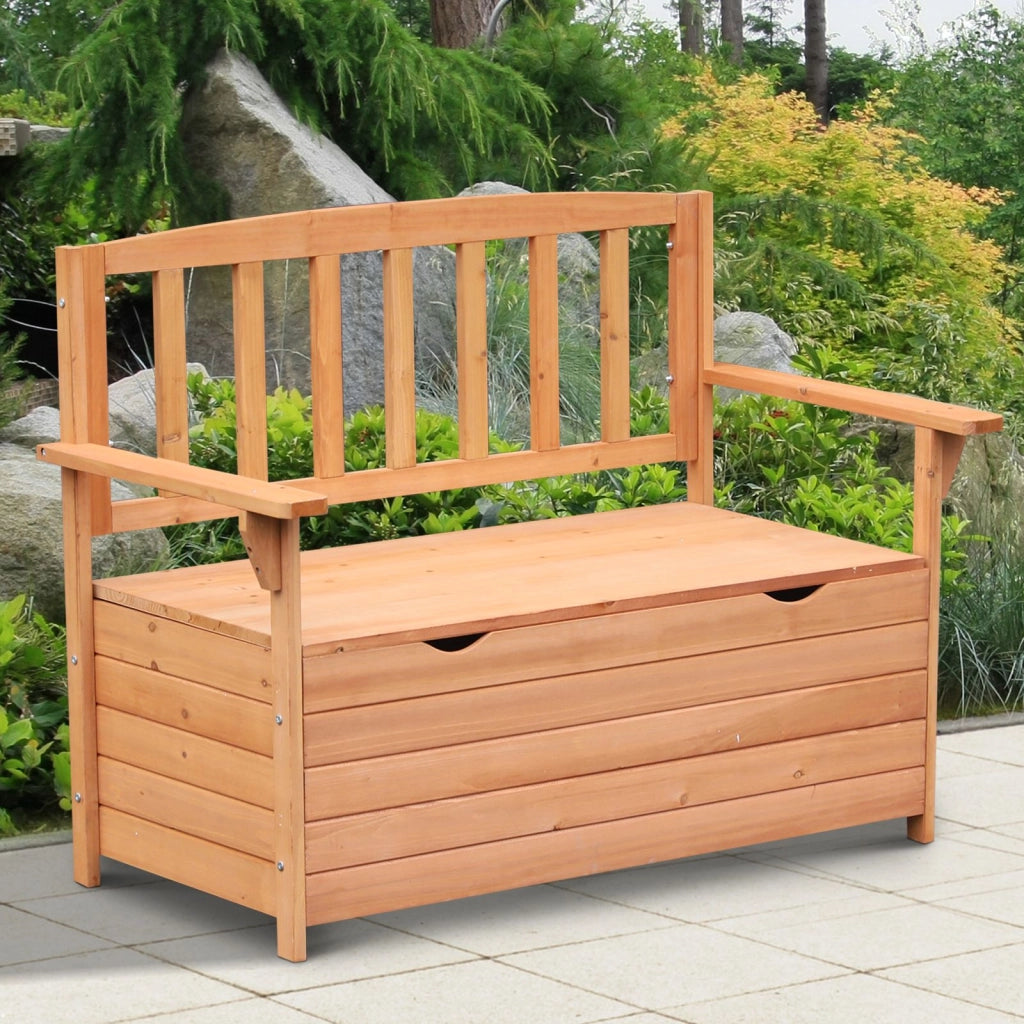Easycomfort Panchina da Giardino 2 Posti con Vano Contenitore Legno 112x58x84cm