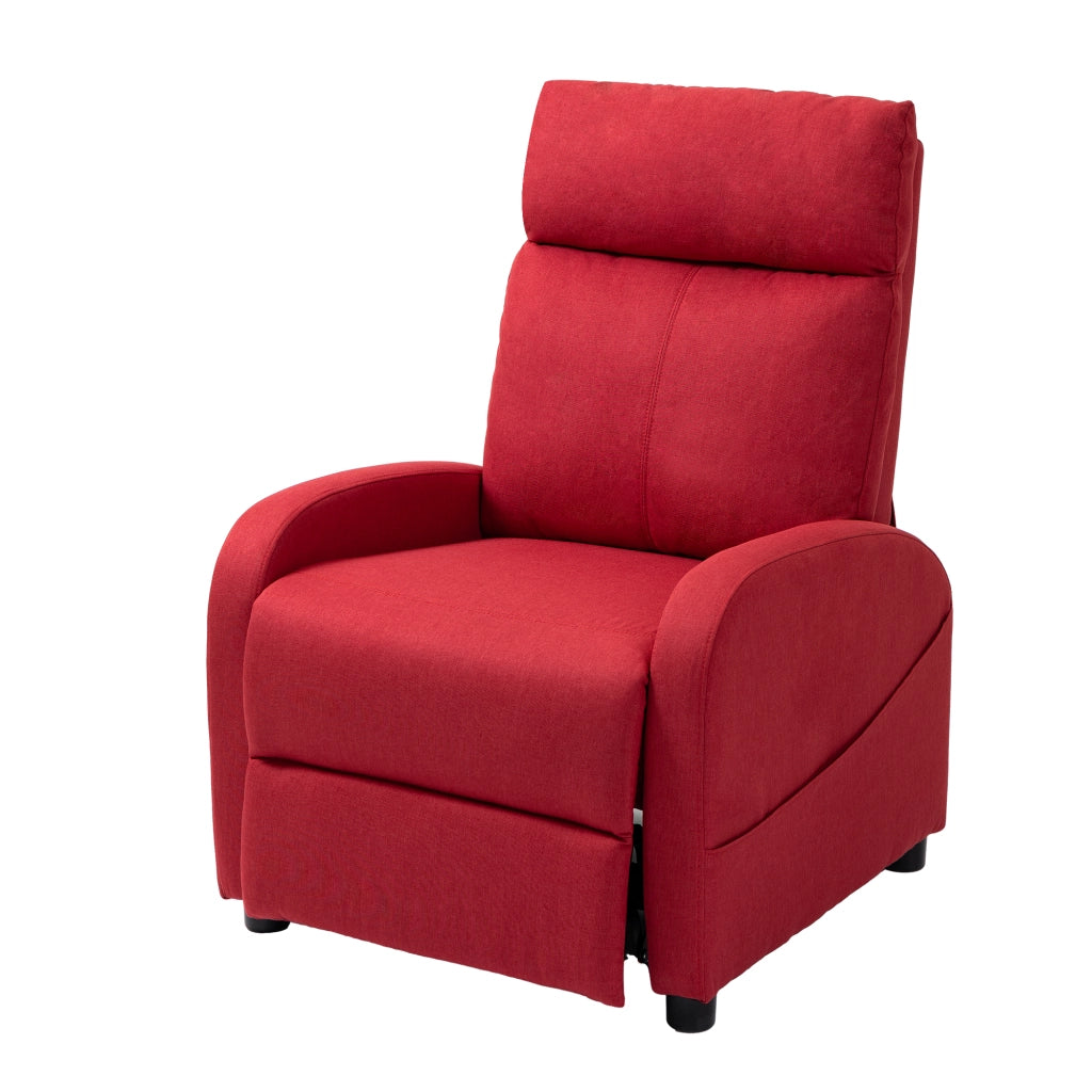 Poltrona Relax Reclinabile con Poggiapiedi ¨C zephmum ¨C Tessuto Effetto Lino Rosso
