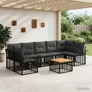 Set di divani da esterno 8 pz Nero e Grigio scuro polyrattan 3437649
