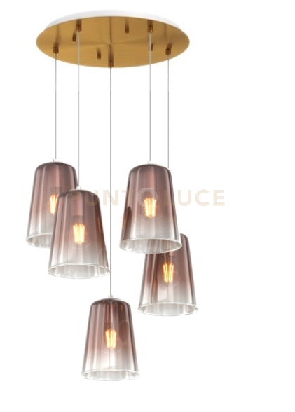 SOSPENSIONE OTTONE SAT. TONDA 5 LUCI RAME 1164OS-S5 T-RA