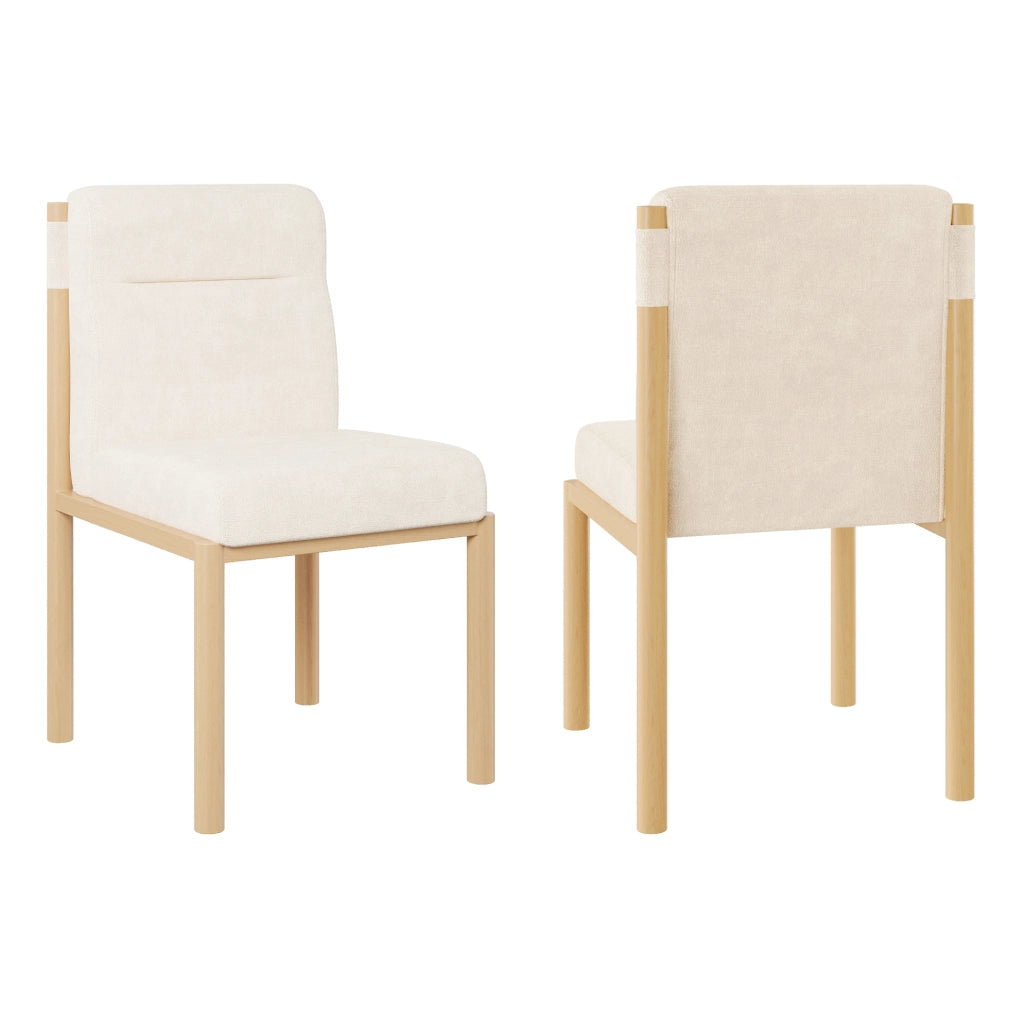 Set di 2 sedie da pranzo in Sherpa beige con struttura in metallo; design moderno