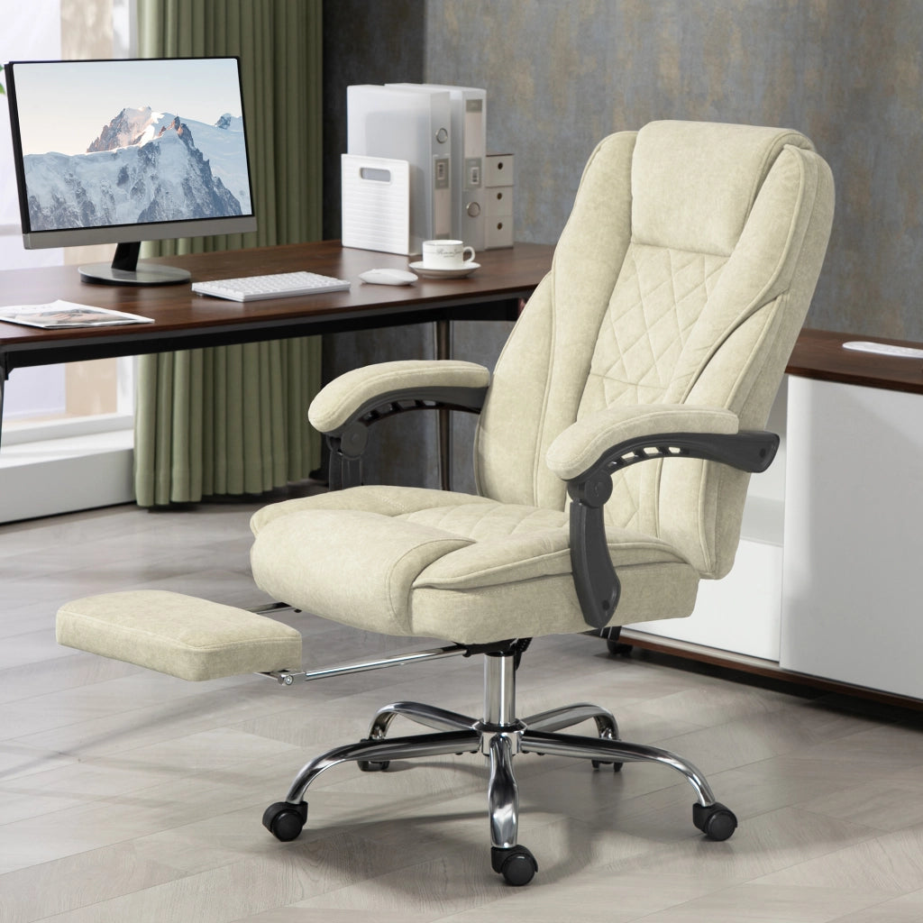 Poltrona massaggiante elettrica per ufficio con schienale reclinabile e poggiapiedi ¨C zephmum ¨C Beige