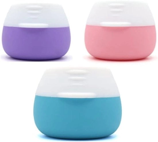 Set di contenitori per viaggio - 3 flaconi di contenitori impermeabili per prodotti da toeletta (blu, rosa, viola)