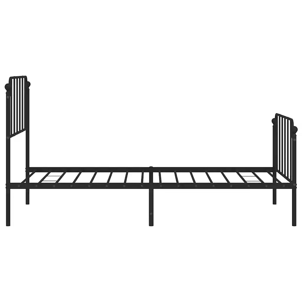 Giroletto con Testiera e Pediera Metallo Nero 100x200 cm 373900