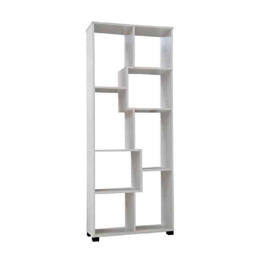 Trade Shop - Mobile Moderno Libreria Scaffale 8 Scomparti In Legno Bianca 70x24x178cm 715648 -