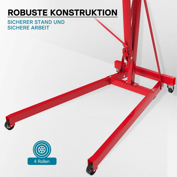 gruetta idraulica da officina per sollevamento motori, gru manuale pieghevole con braccio regolabile, carico max 500kg
