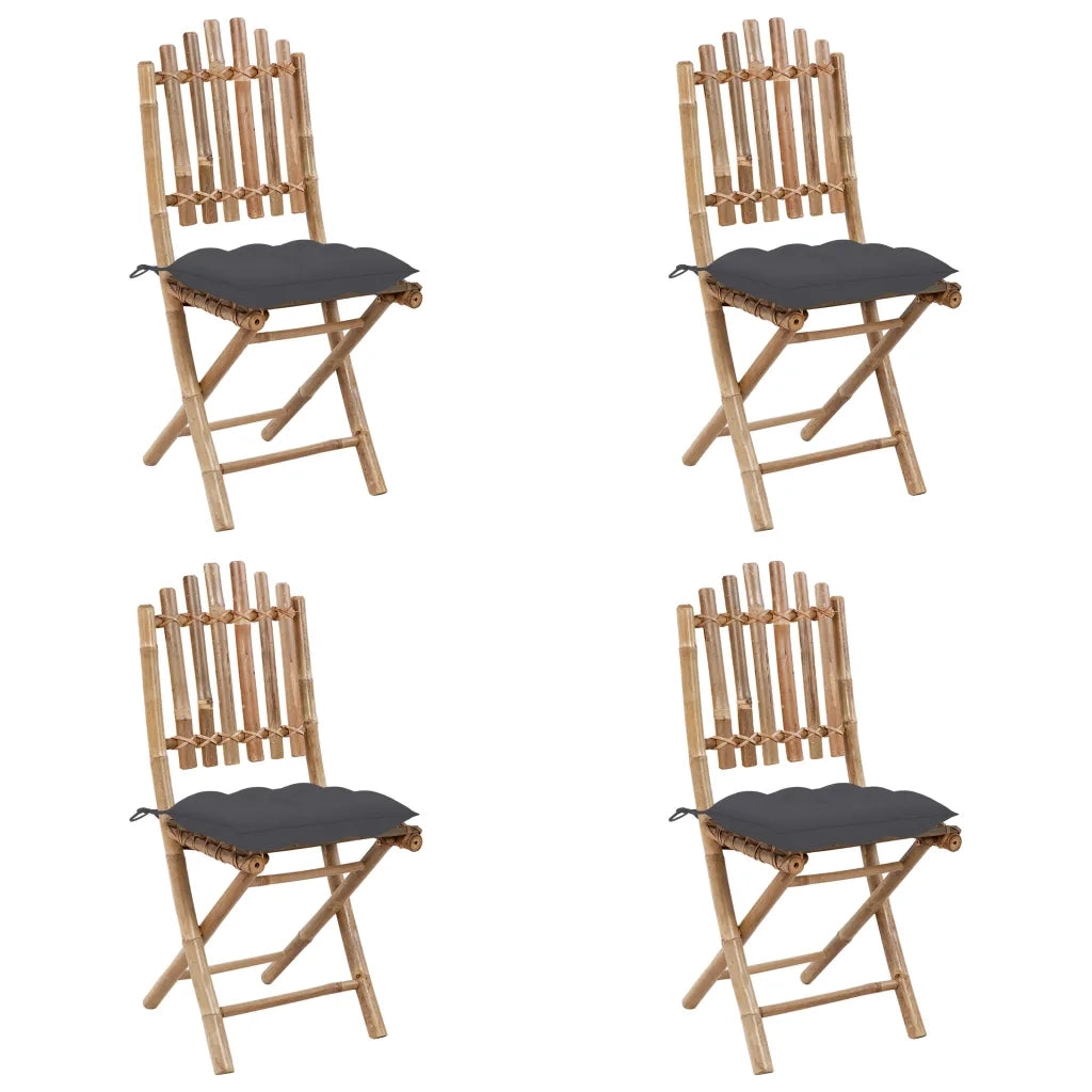 Set da Pranzo da Giardino 5 pz Pieghevole con Cuscini in Bambù 3063975