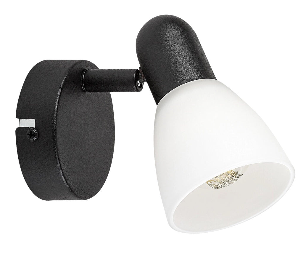 Applique Soma 1xE14 nera metallo vetro Rabalux