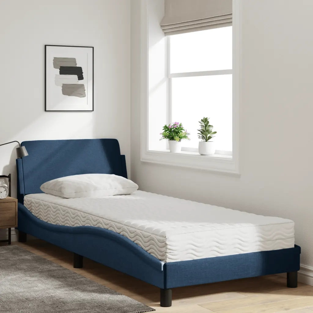Letto con Materasso Dover Blu 90x200 cm in Tessuto 3208330