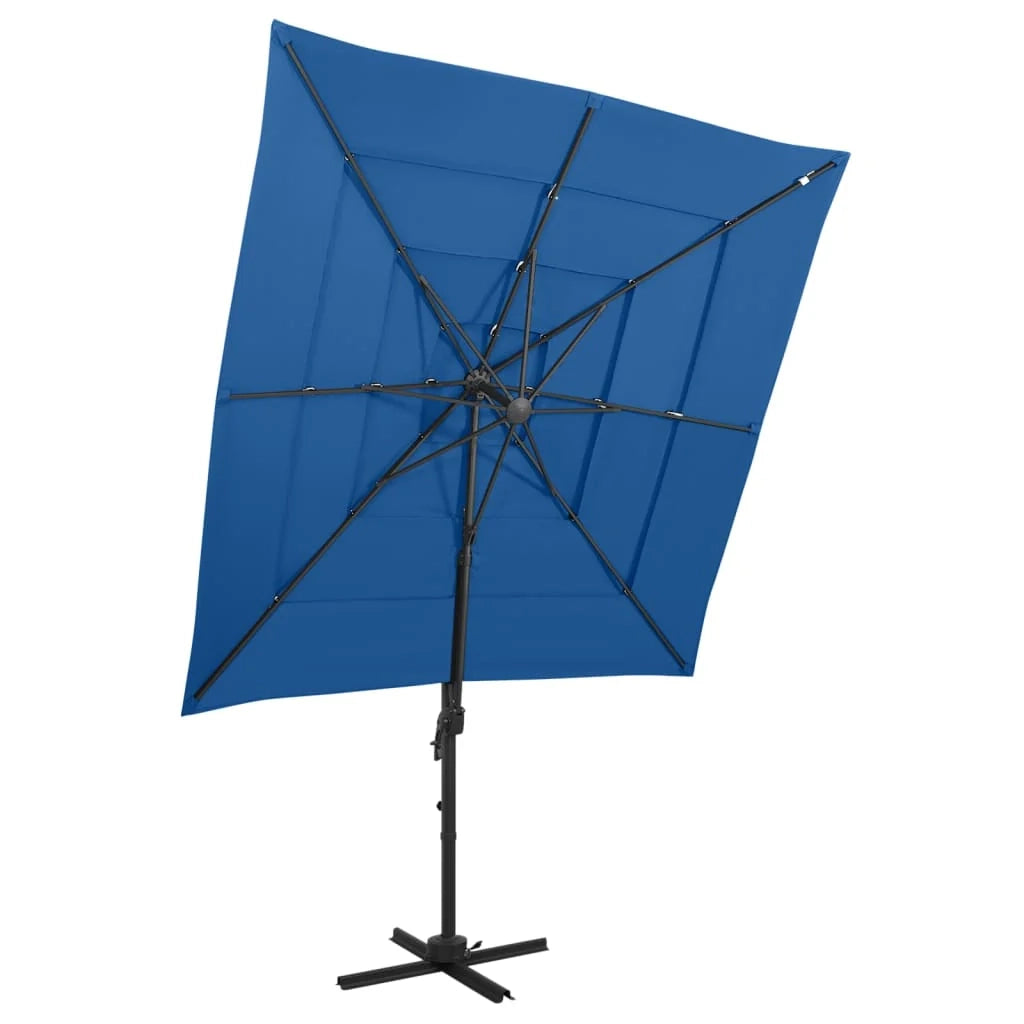 Ombrellone a quattro livelli con palo in alluminio 250 x 250 cm azzurro 02_0008786