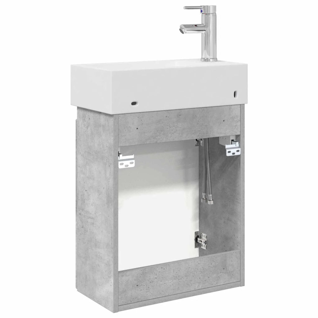 Mobile bagno con rubinetto Grigio Cemento 45,5 x 22,5 x 84 cm 889504