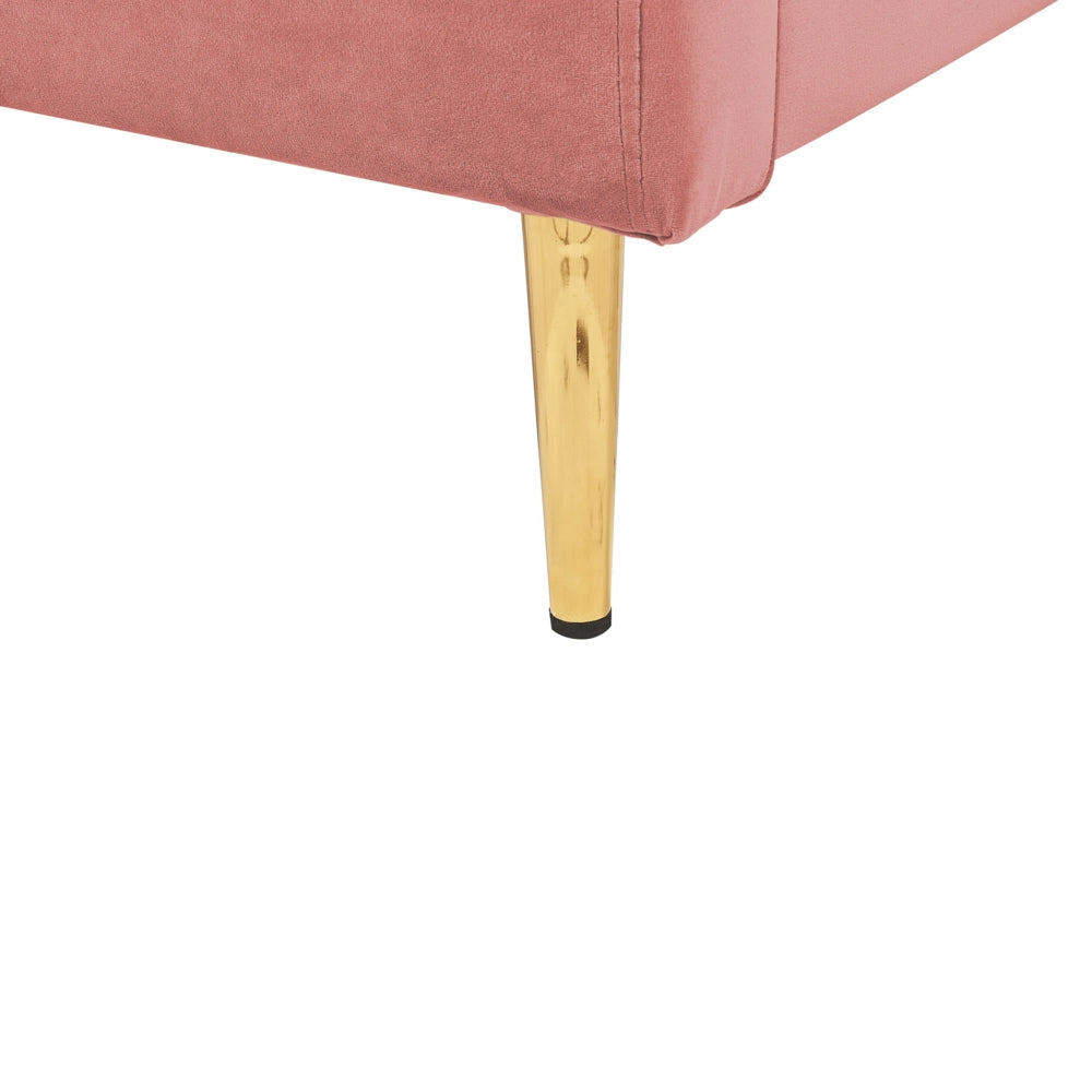 Letto in velluto rosa con struttura 160 x 200 cm gambe imbottite oro testiera stile glamour moderno