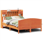 Letto matrimoniale | Letto per adulti | Letto Libreria senza Materasso Marrone Cera 160x200 cm in Pino