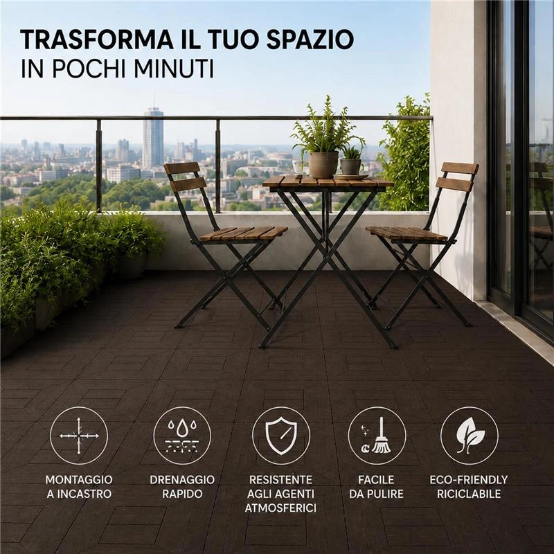 MA MAISON SET DI PIASTRELLE PER PAVIMENTO DA ESTERNO MODELLO EASY MOKA 30,4X30,4X2 H CM - 0,81 M2 18 PEZZI
