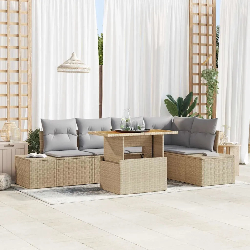 Set Divano da Giardino 6 pcs Beige Poly Rattan 3358702