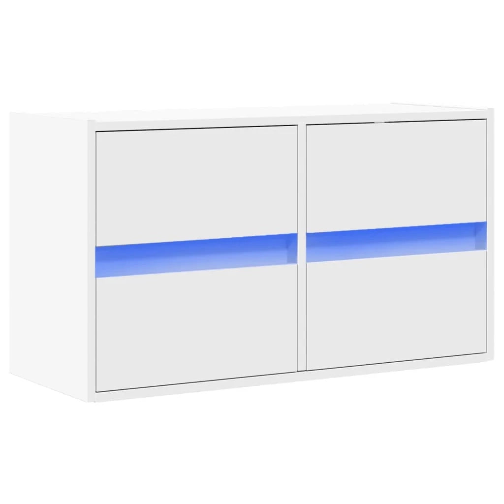 Mobile TV multimediale scaffale TV credenza mobile TV sala da pranzo soggiorno camera da letto montaggio a parete con luci LED 80 x 31 x 45 cm bianco 02_0027918
