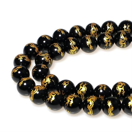 Kralen per rigatura 6mm 60 pezzi Onice Taglio drago pietra lavorata naturale per gioielli anelli collane bracciali.