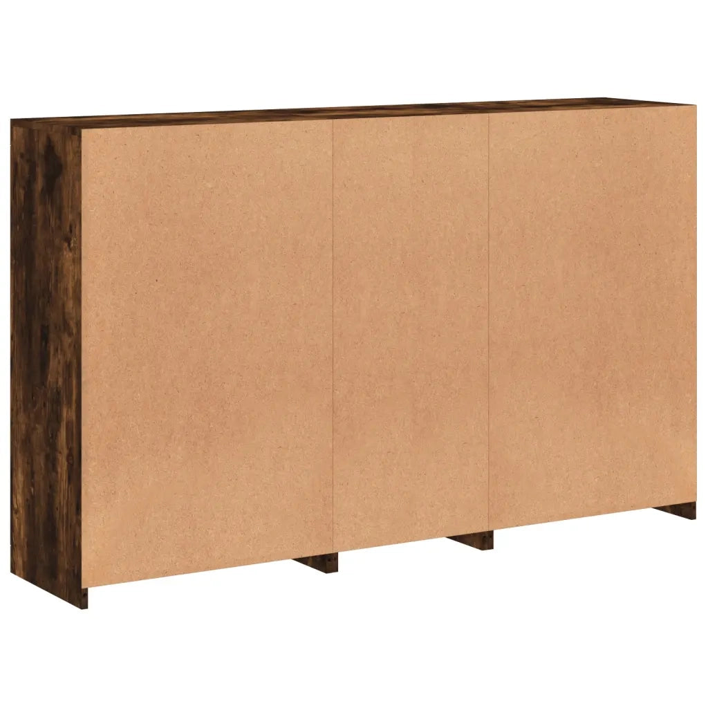 Credenza con Luci LED-Buffet-Armadio da cucina Rovere Fumo 162x37x100 cm 760993