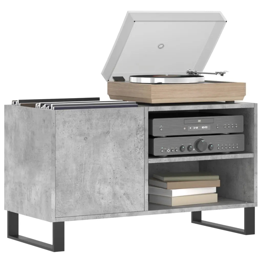 Mobile Porta Dischi Grigio Cemento 85x38x48cm Legno Multistrato 831712