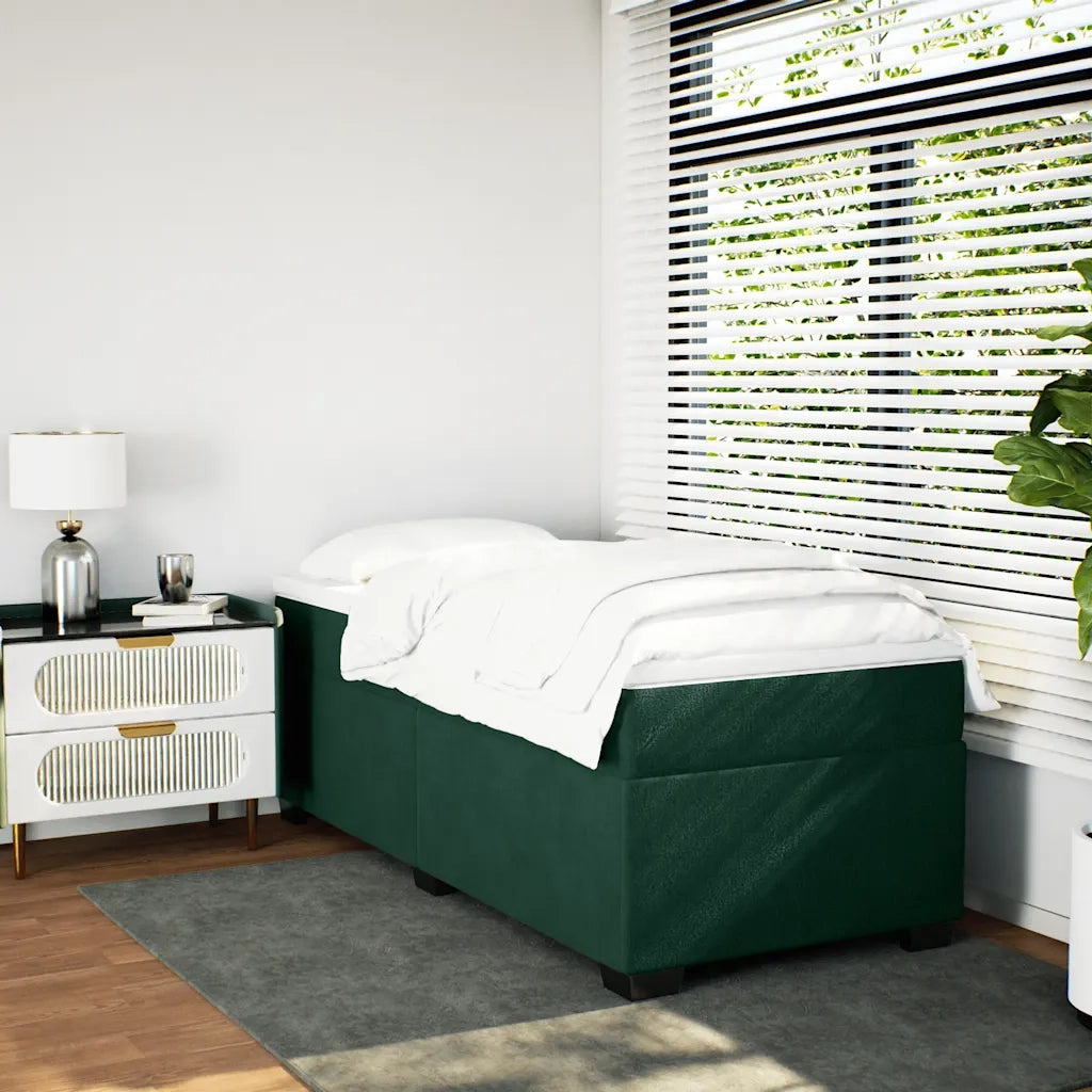 Giroletto a Molle con Materasso Verde Scuro 90x190 cm Velluto