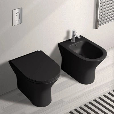Wc filo muro nero opaco rimless in ceramica serie Feeling