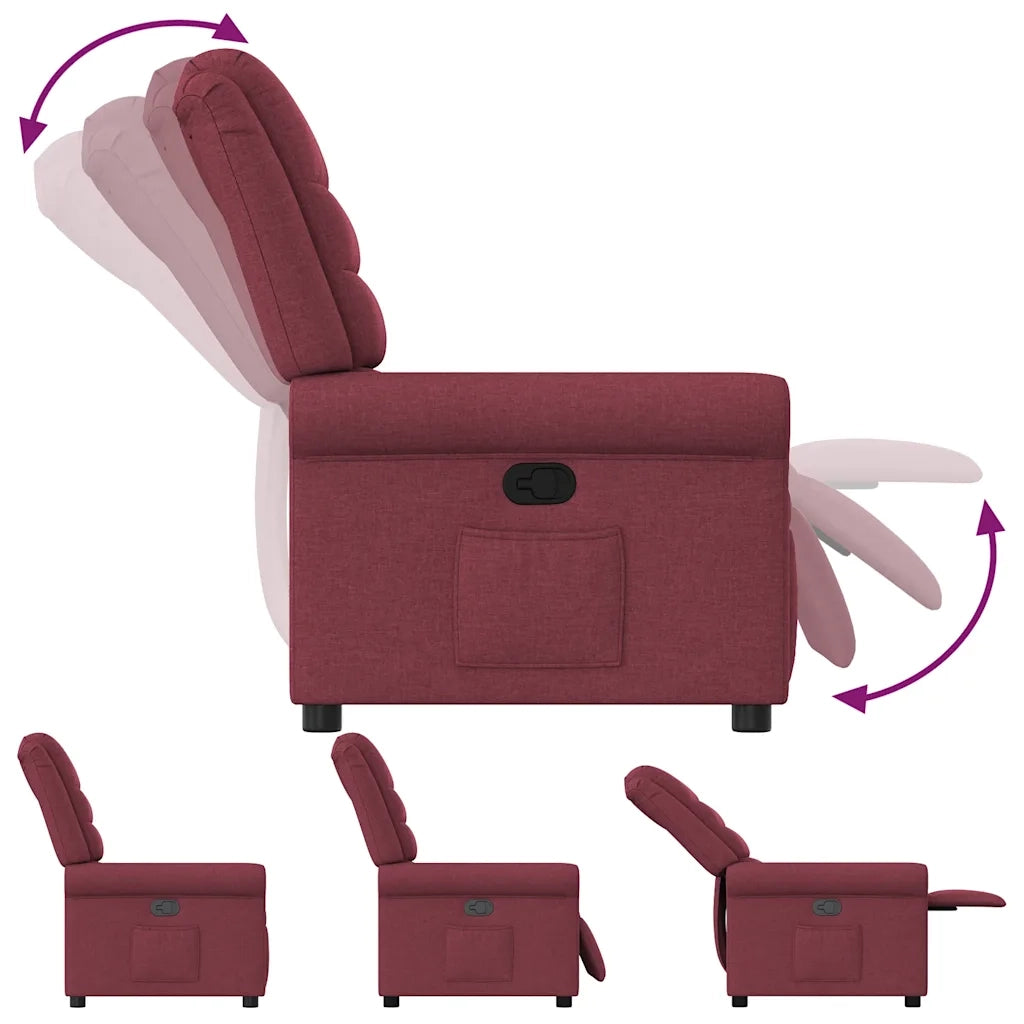 Poltrona Reclinabile in Tessuto Rosso Vino 4015639