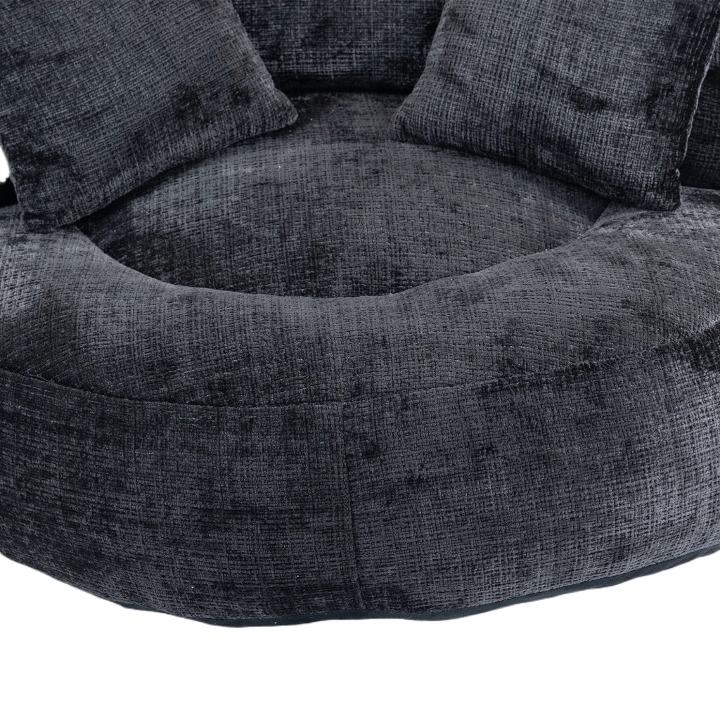 POLTRONA Relax 108x108x52 cm in Chenille Nera con Braccioli