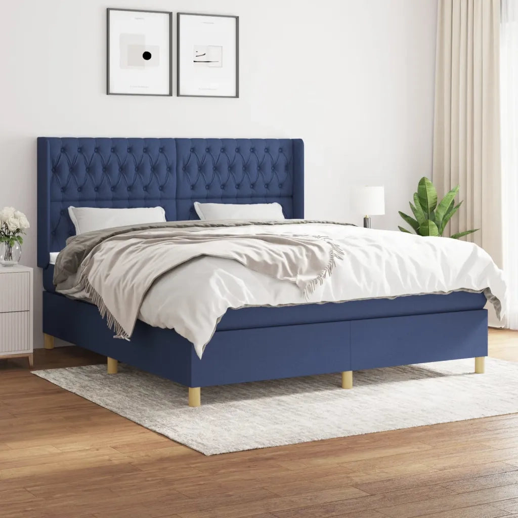 Giroletto a Molle con Materasso Blu 180x200 cm in Tessuto 3132255