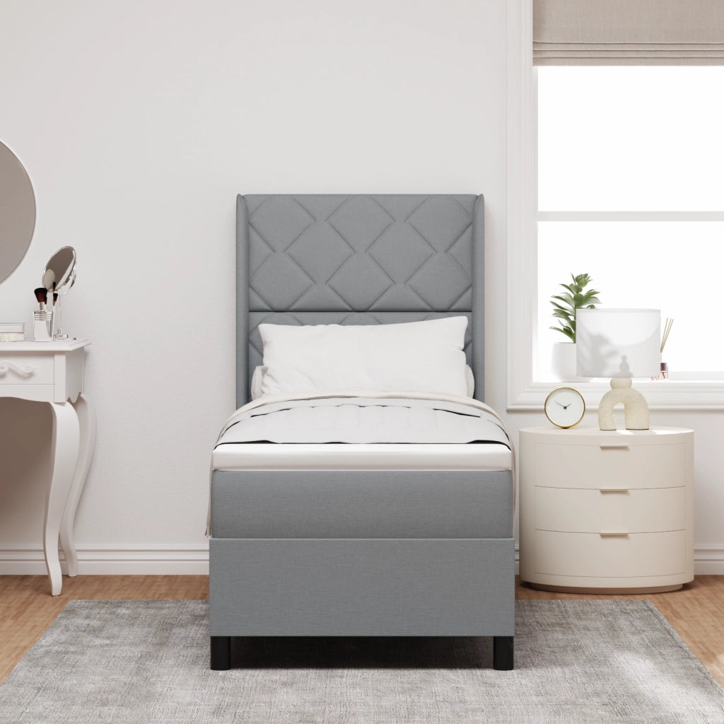 Letto Box Spring con Materasso Grigio Chiaro 80x200 cm Tessuto