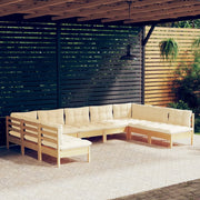 Set Divani da Giardino 9 pz con Cuscini Crema Massello di Pino cod mxl 41372