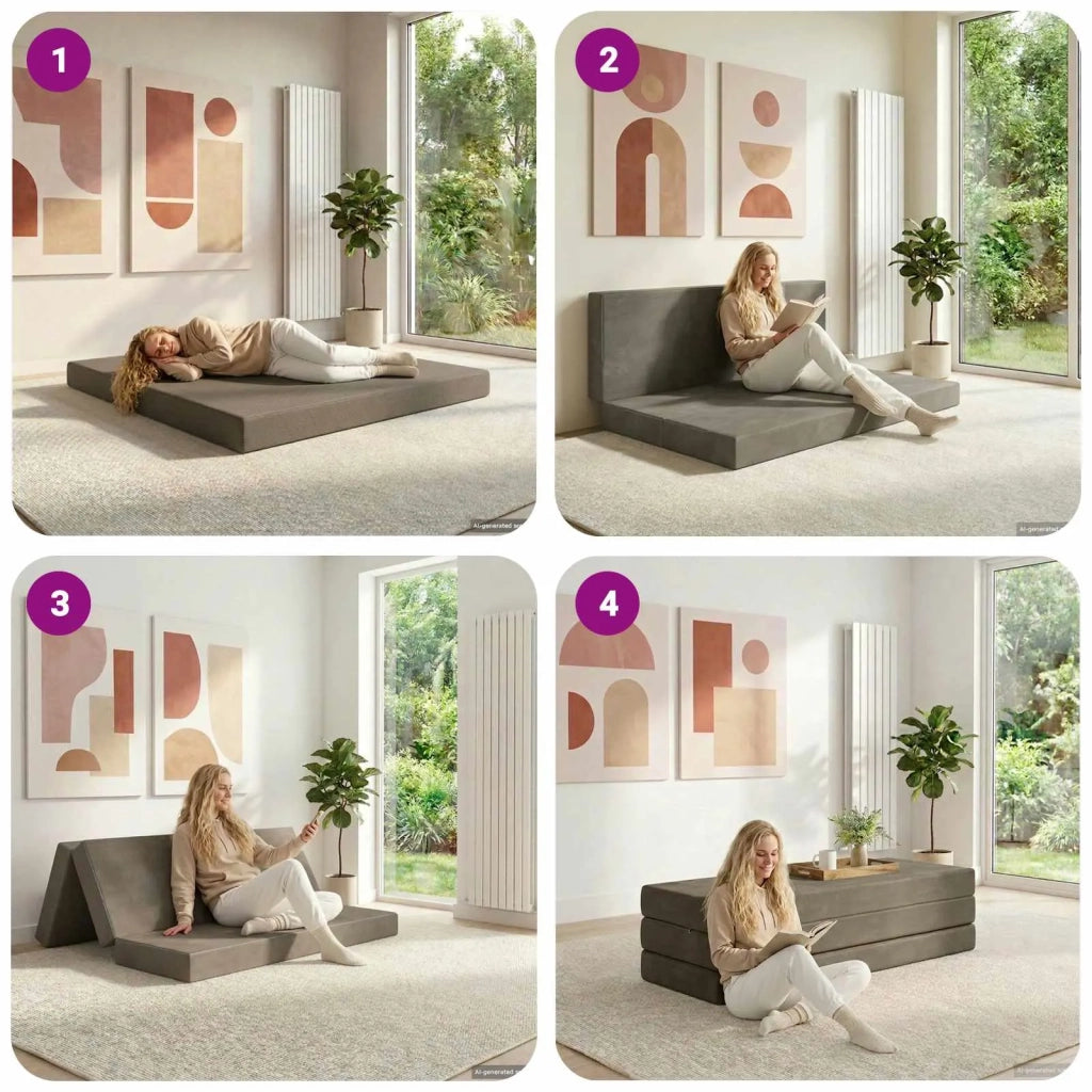 Divano Letto Pieghevole 120 x 67 x 45 cm Grigio Chiaro