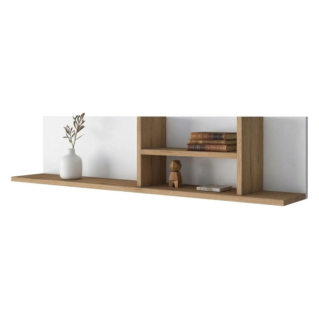 Nureci, Mensola 4 Ripiani, 120x20x25h cm Marrone Rovere