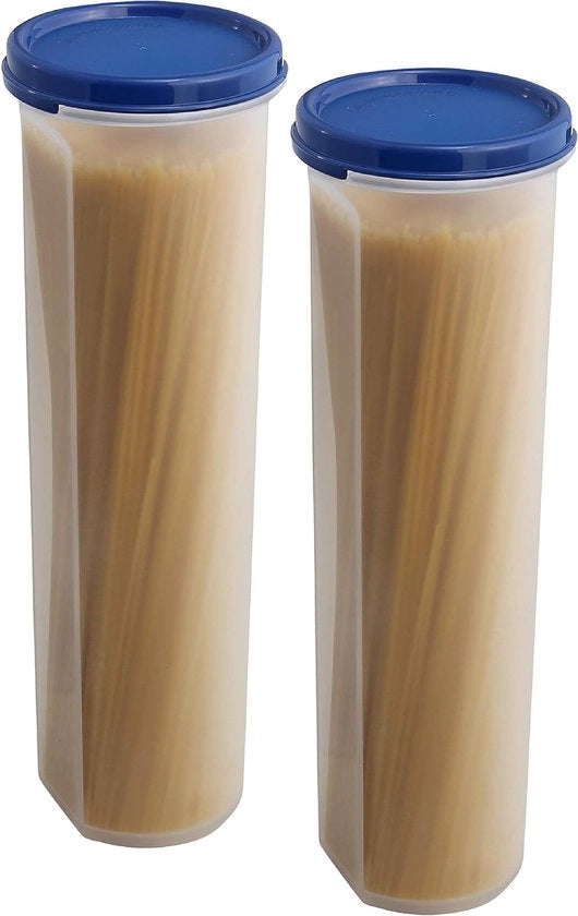 Scatole di Stoccaggio Aerei con Coperchi per Spaghetti e Altri Alimenti in Plastica Senza BPA, Pacchetto da 2, Scatole di Stoccaggio in Vetro di Alta Qualità per Cucina, Scatola da Porta via per Spuntini