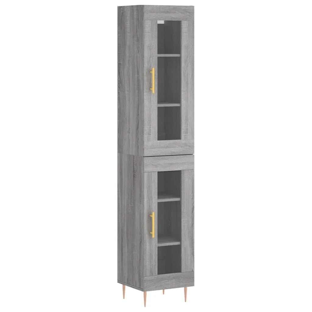 Buffet credenza cassettiera armadio mobile contenitore organizer cucina soggiorno salotto rovere Sonoma alto 34,5 x 34 x 180 cm legno ingegnerizzato grigio 02_0035343