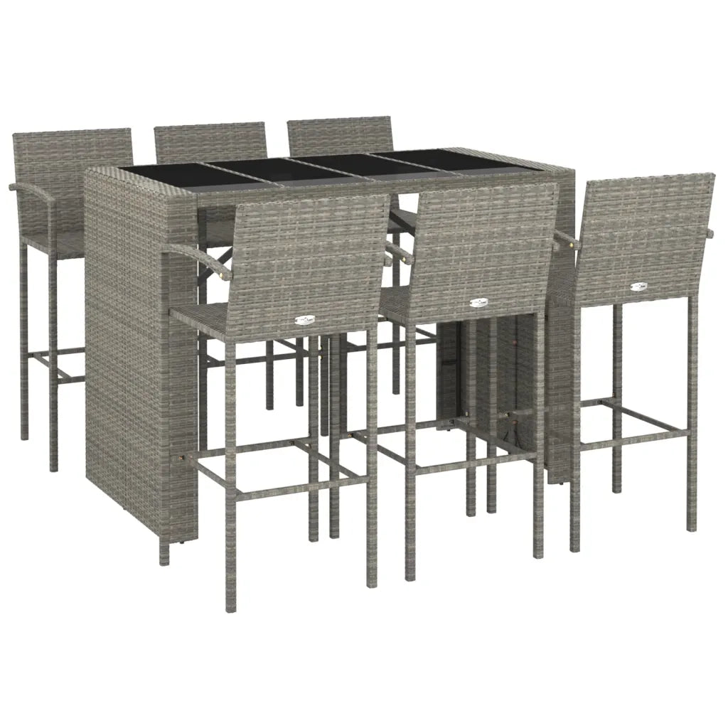Set da Bar da Giardino 7 pz Grigio in Polyrattan 3187670