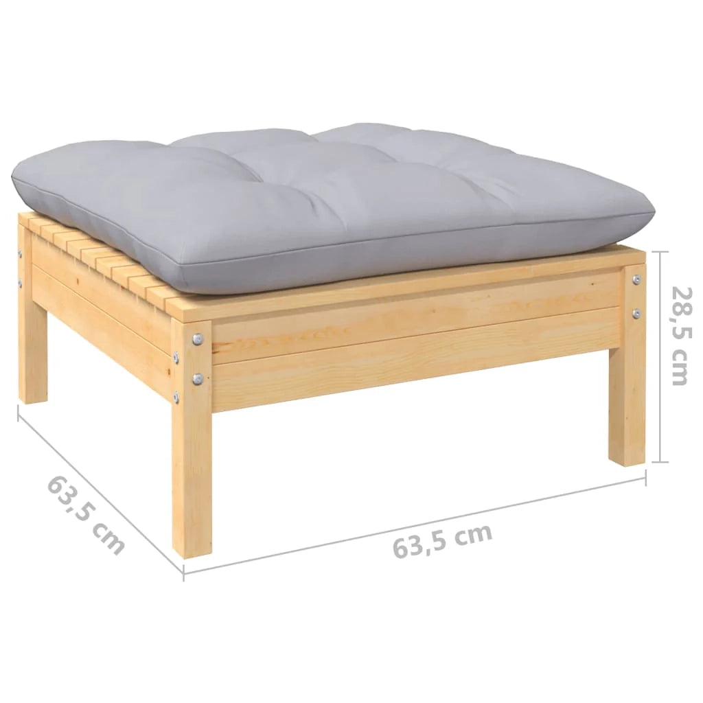 Set di mobili da giardino per esterni 11 pezzi con cuscini grigio legno di pino massiccio 02_0015338