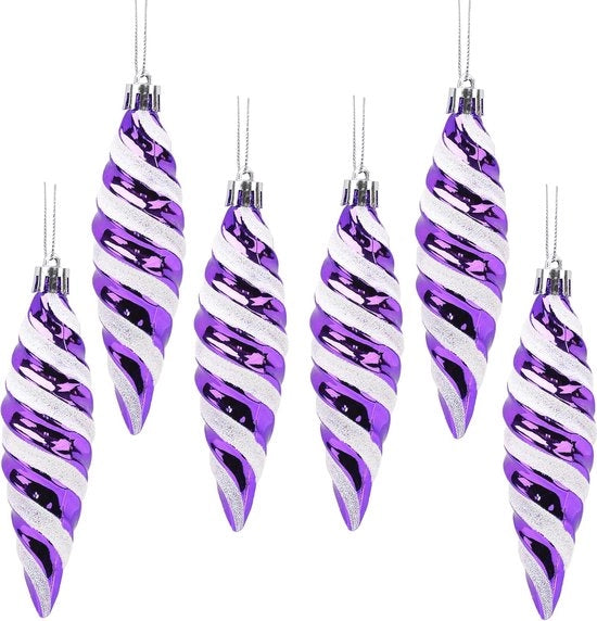Set di 6 grandi palloncini a spirale - Luccicanti con glitter - Decorazione per l'albero di Natale
